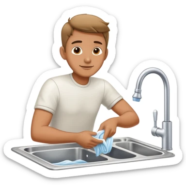 man washing dishes at kitchen sink sticker