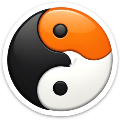 Orange and black ying yang sticker