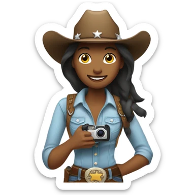 A cowgirl with a go pro sticker