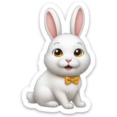 Chat qui joue avec un lapin sticker