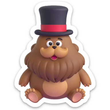 a playful and cartoonish piece of poo with a top hat on its head and long brown hair sticker