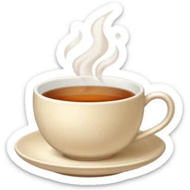 a white tea cup with hot tea inside sticker