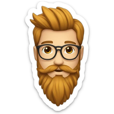 Hipster pelo largo en colete y barba larga sticker