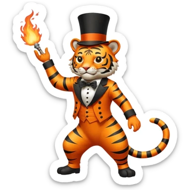 tiger  vintage-circus-performer-spitting-fire full body sticker