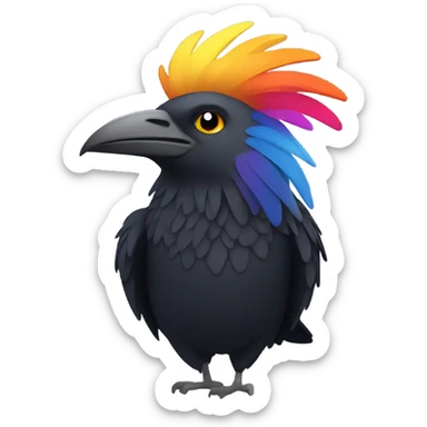 mullet wig on a crow sticker