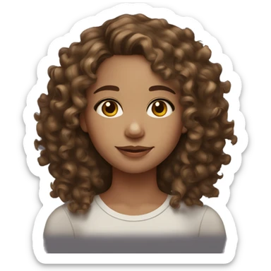 curly brunette girl with light highlights, hazel eyes, medium skin tone  sticker