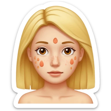woman with acne and pimple on skin sticker