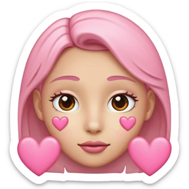 🥹 con cuoricini rosa  sticker