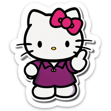 hello kitty flipping you off sticker