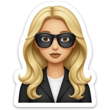 an olive tan woman with long, wavy blonde hair wearing skinny black rectangular sunglasses sticker