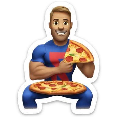 Powerlifter eating pizza sticker
