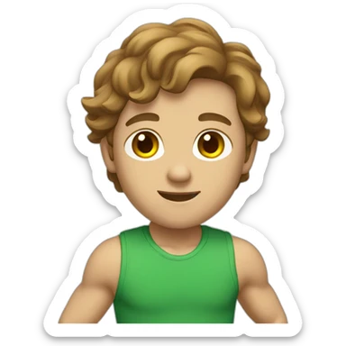 white climber with a blue shirt and green shorts. brown hair sticker