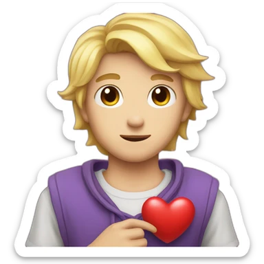 Blonde boy twitch emote who holds a heart sticker
