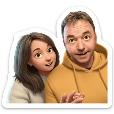 smiling girl with boy indoors sticker