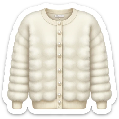 Realistic fluffy ivory sweater with pearl buttons sticker