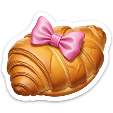 Croissant with a pink bow sticker