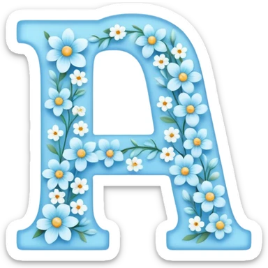 Light-blue flowery romantic alphabet letter sticker