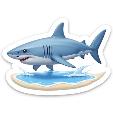 Shark with blue Nike shoes on a beach sticker