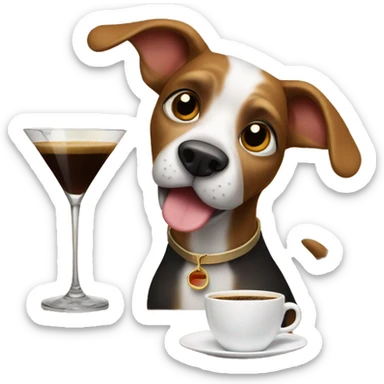 dog drinking expresso martini sticker