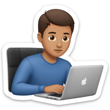 male technologist working on a laptop sticker