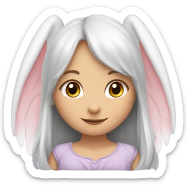 Bunny ear,fairy wings, girl, long hair, big wings sticker