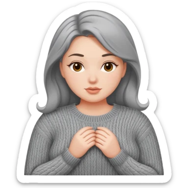 Design a woman’s grey sweater for a voluptuous woman. Just the sweater sticker