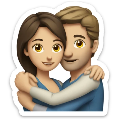 caucasian brunette couple hugging sticker