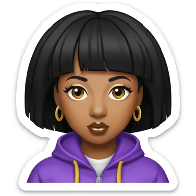 Missy Elliott with black hair sticker