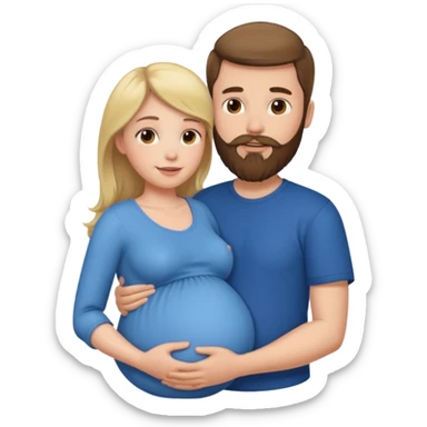 Una mujer embarazada y un hombre con barba  sticker