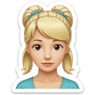 femme 35 ans blonde frange cheveux attachés sticker