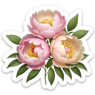bouquet of peonies in soft pink, beige and yellow pastel colors sticker