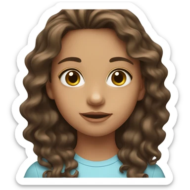 Young model brunet wavy hair sticker