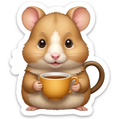 Funny hamster with a cup of tea sticker
