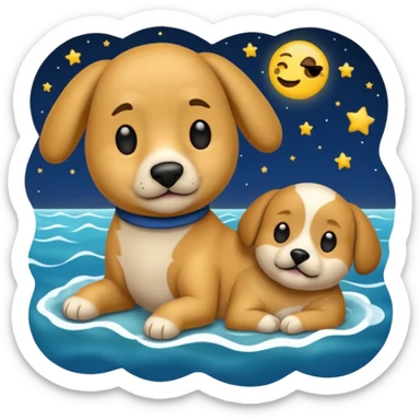 crea un emoji de buenas noches. Pon un texto : Buenas noches Javier y Tobi. Javier es una imagen de profesor y Tobi q sea imagen de un perro sticker