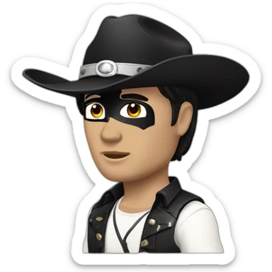 the lone ranger white cowboy hat short black hair black eye mask sticker