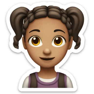 Brown-eyed little child with two dark pigtails sticker