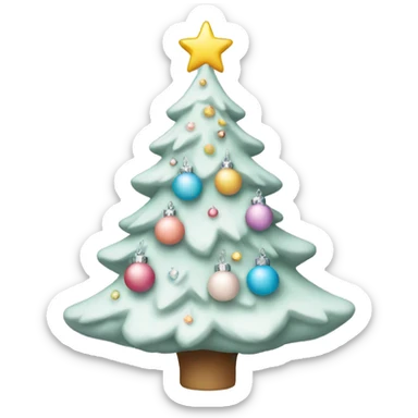White Christmas tree with pastel decorations sticker