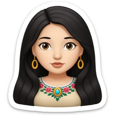 Brown Mexican curvy girl with long black hair  sticker