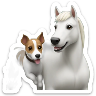 White pony with Jack Russel terrier  sticker