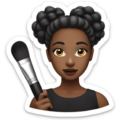 Girl with makeup brush sticker