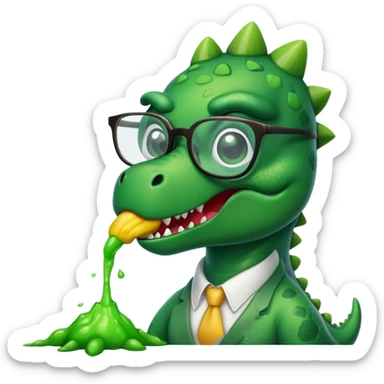 dinosaur in glasses puking sticker