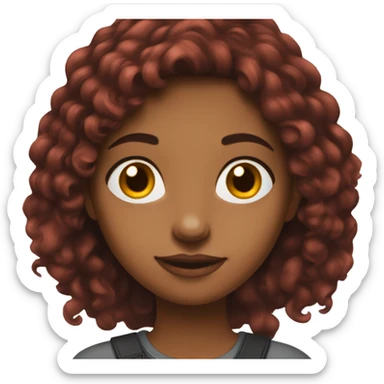 Brown girl with long half black half redhair red portrait sticker