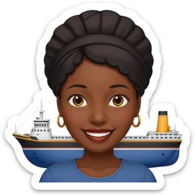 A black women with a ship for a head sticker