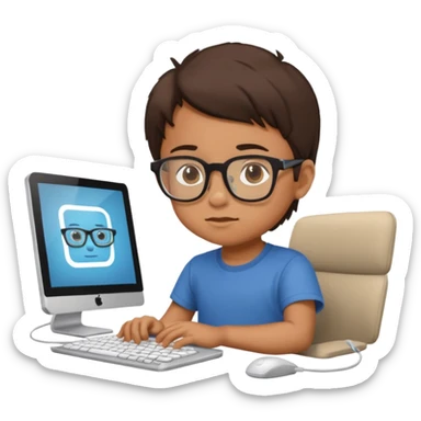 a child programs on a computer sticker