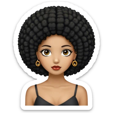 Crea una imagen de una chica con lentes cabello afro con dos colistas en el cabello tonalidad negra    sticker