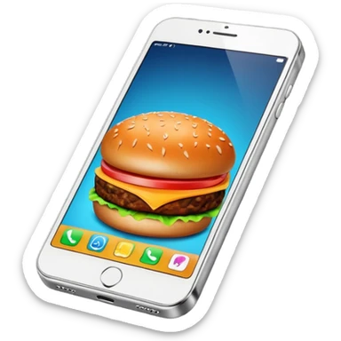 a phone that has a picture of a hamburguer in the frames of the phone not outside sticker