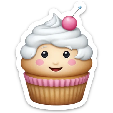 Un pequeño y adorable cupcake que ha cobrado vida, con un glaseado esponjoso que funciona como su "sombrero" o "pelo". Es la encarnación de la dulzura y la amabilidad. sticker