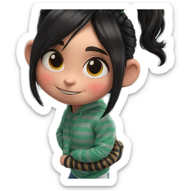 smiling girl with striped hoodie sticker