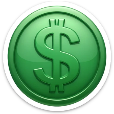 Cashapp emoji, a green dollar symbol with white background, no faces sticker