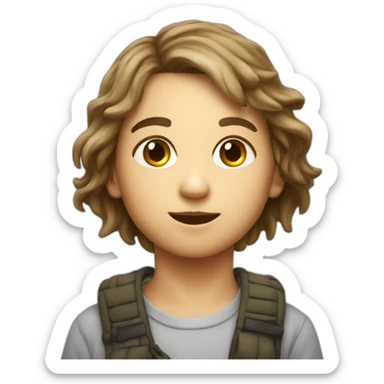 Kid with khachapuri and neon head sticker